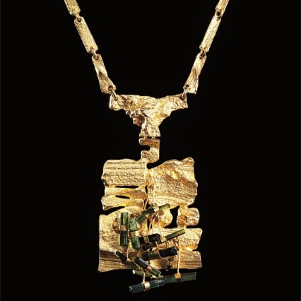 Bjorn Weckstrom 1970 gold "flowering wall" necklace 